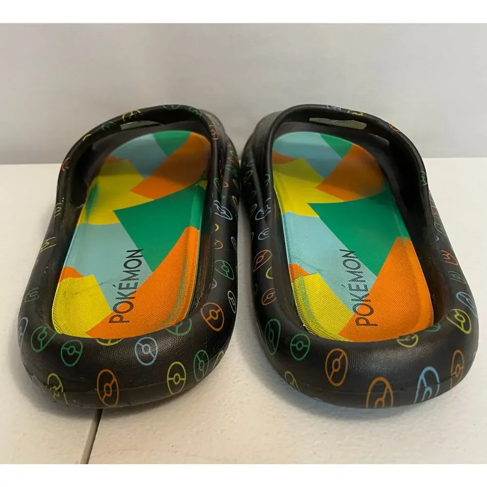 Pokemon Ground‎ up slip on Flip Flop black green 6 Unisex soft slides